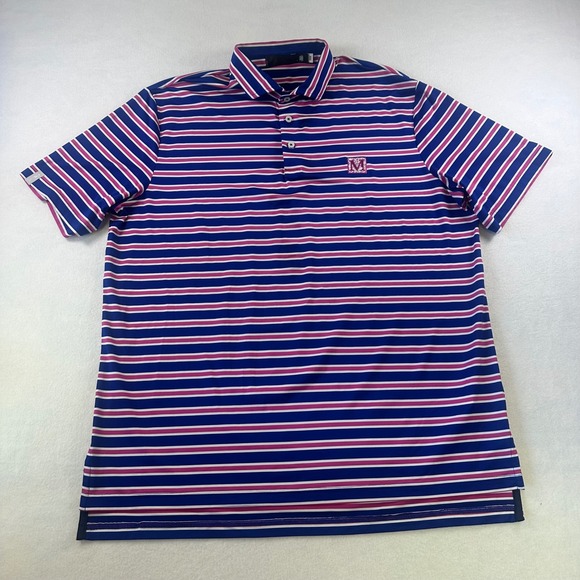 RLX Ralph Lauren Other - RLX Ralph Lauren Mens Large Blue Pink Striped Golf Polo Shirt embroidered M